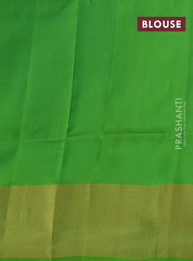 Pure uppada silk saree cs blue and light green with silver & gold zari woven buttas and zari woven border