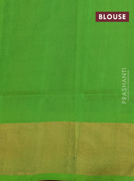 Pure uppada silk saree purple and light green with silver & gold zari woven buttas and zari woven border