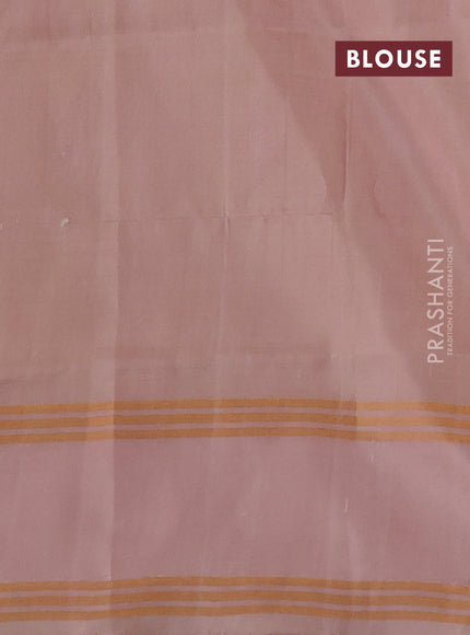 Pure uppada silk saree yellow and peach shade with silver & gold zari woven buttas and zari woven border