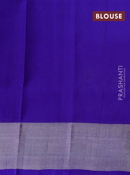 Pure uppada silk saree cs blue and blue with allover silver zari woven leaf buttas and rich silver zari woven border