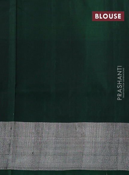 Pure uppada silk saree brown shade and green with allover silver zari woven paisley buttas and rich silver zari woven border