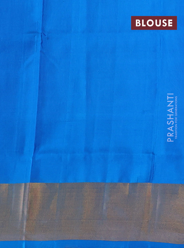 Pure uppada silk saree light pink and cs blue with silver & gold zari woven buttas and zari woven border