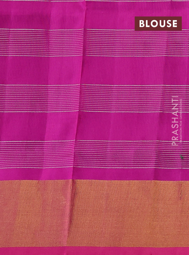Pure uppada silk saree grey and magenta pink with allover zari weaves and zari woven border