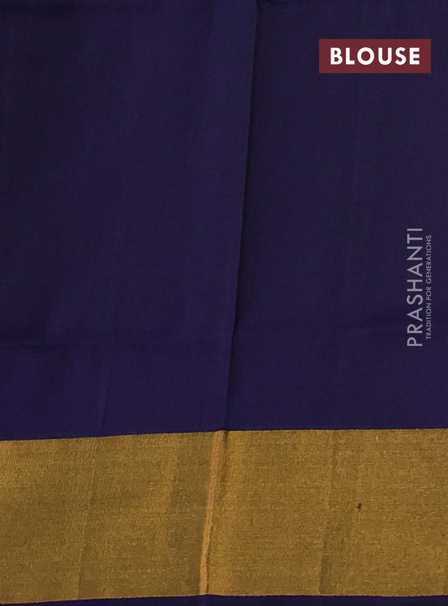 Pure uppada silk saree black and navy blue with silver & gold zari woven buttas and zari woven border