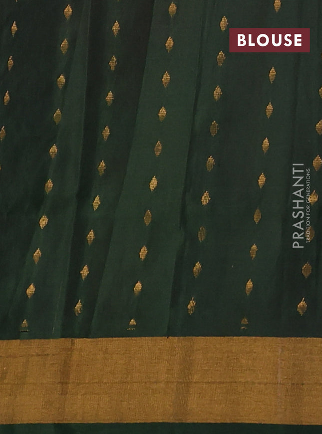 Pure uppada silk saree dual shade of pinkish orange and green with allover zari woven buttas and zari woven border