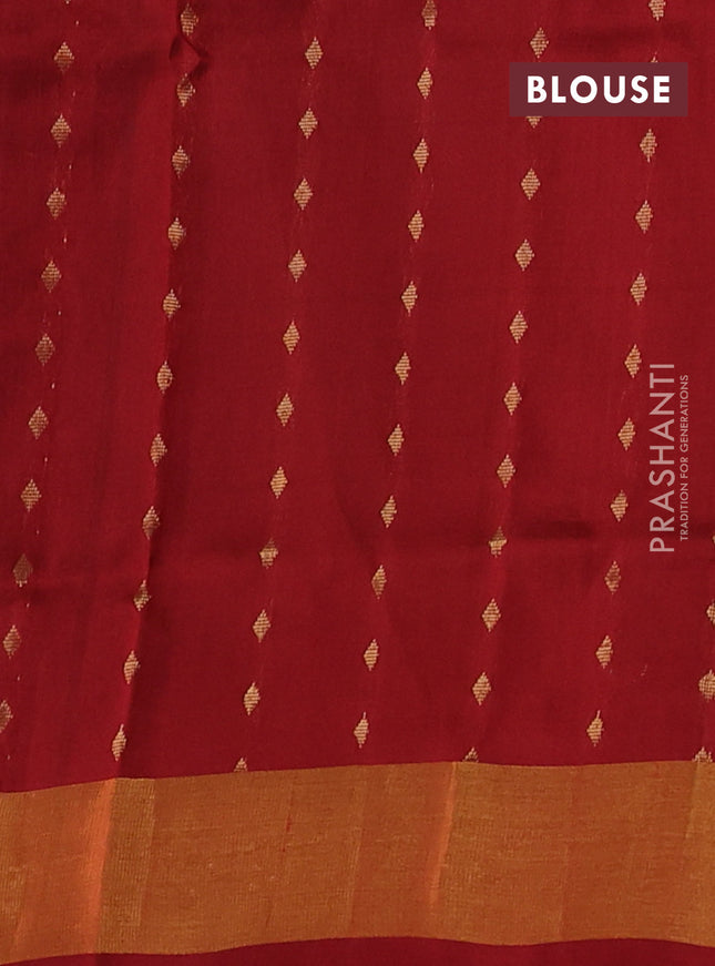 Pure uppada silk saree sap green and maroon with silver zari woven floral buttas and zari woven border