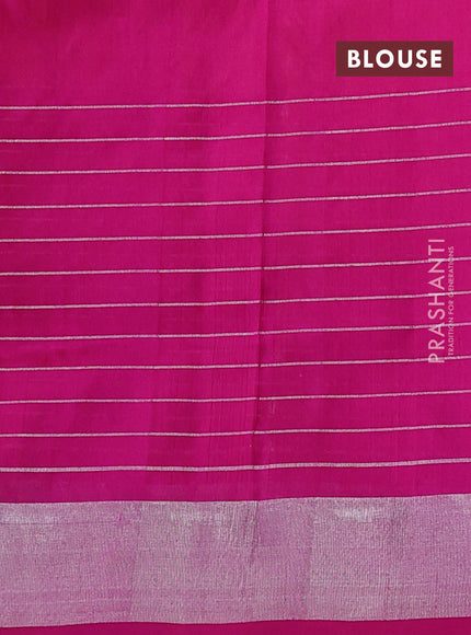 Pure uppada silk saree dual shade of yellowish pink and pink with allover silver zari woven butta weaves and long zari woven border