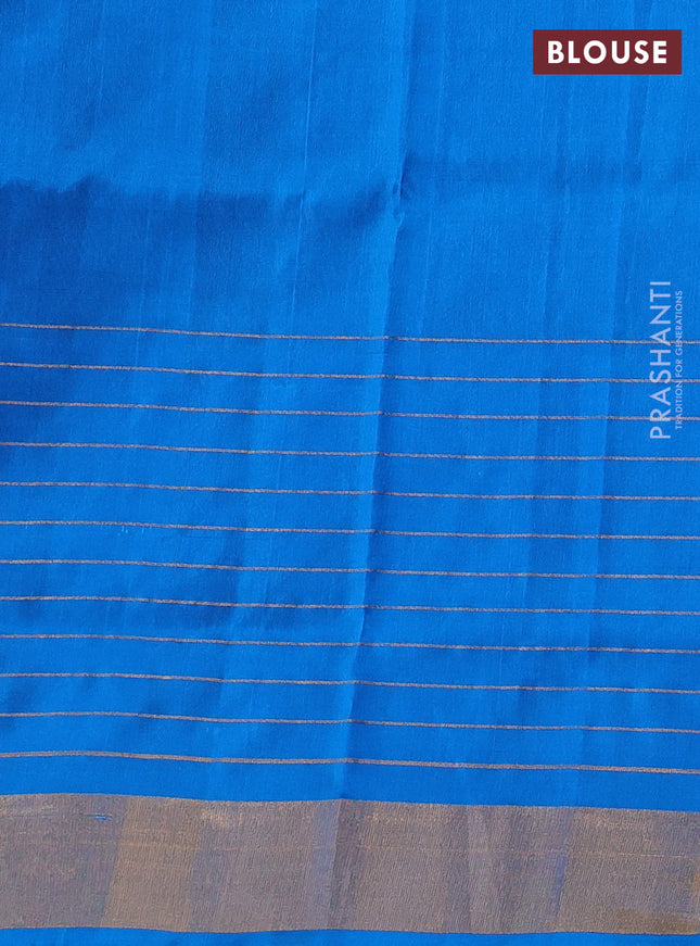 Pure uppada silk saree black and cs blue with allover zari woven butta weaves and long zari woven border