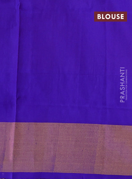 Pure uppada silk saree dual shade of pinkish orange and purple with silver & gold zari butta weaves and zari woven border