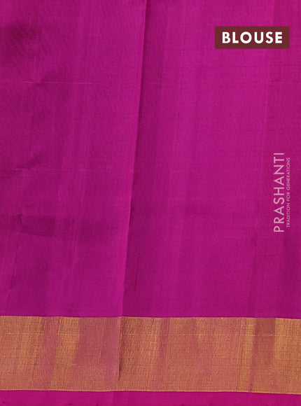 Pure uppada silk saree black and magenta pink with zari woven coin buttas in borderless style