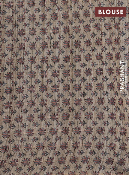 Pure dupion saree black and beige with allover zari checked pattern and madhubani printed pallu & blouse