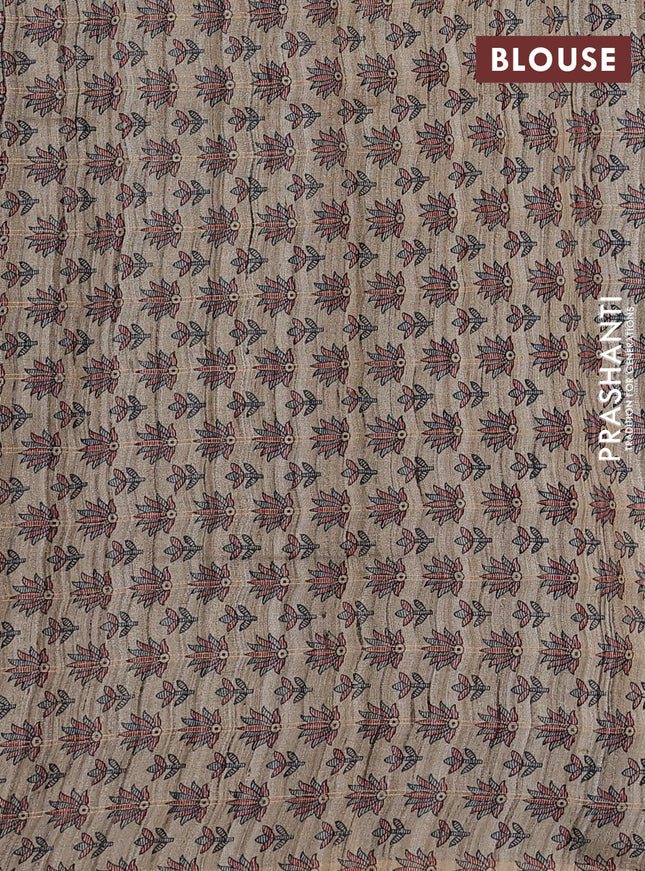 Pure dupion saree black and beige with allover zari checked pattern and madhubani printed pallu & blouse