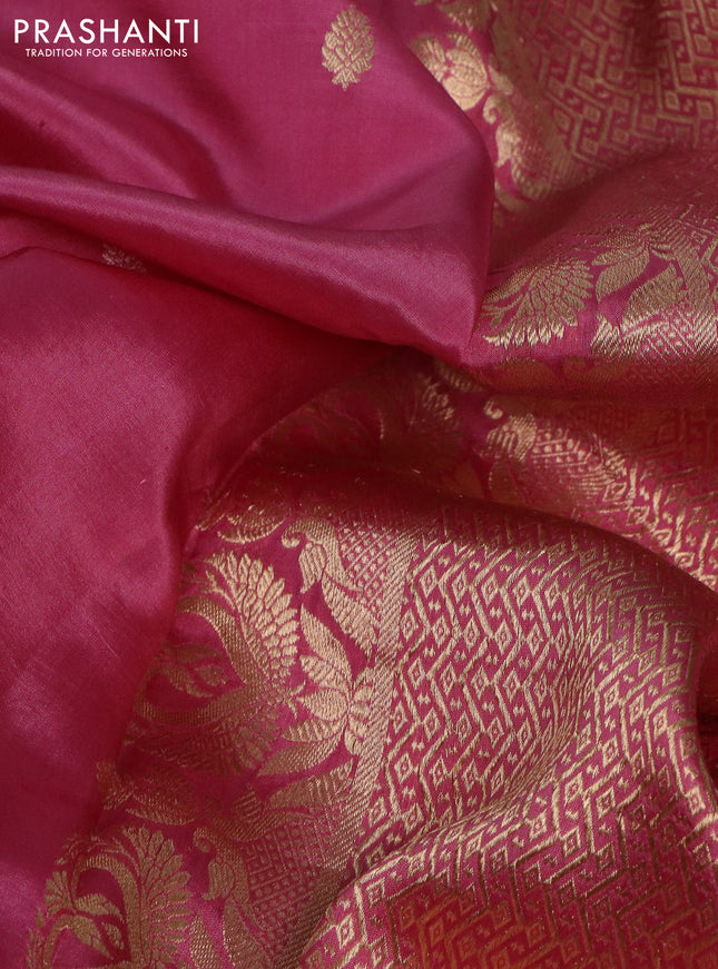 Banarasi poona silk saree light pink with silver & gold zari woven buttas and zari woven butta border