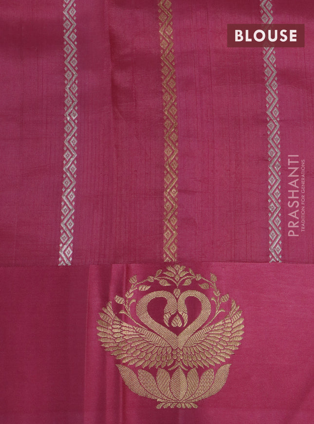 Banarasi poona silk saree light pink with silver & gold zari woven buttas and zari woven butta border
