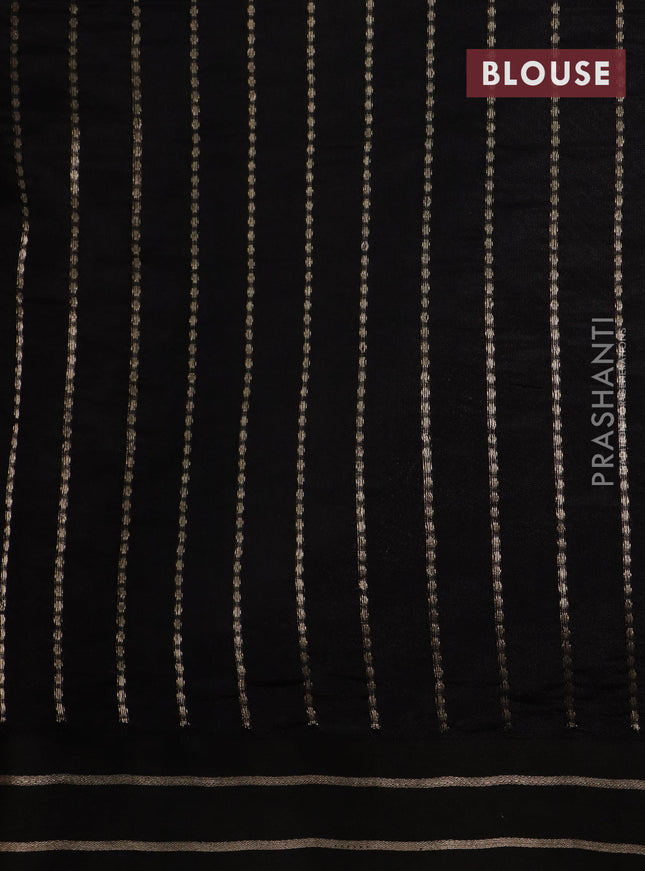 Banarasi poona silk saree black with zari woven leaf buttas and simple zari border