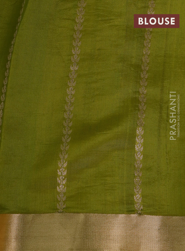 Banarasi poona silk saree lime green with zari woven floral buttas and zari woven border