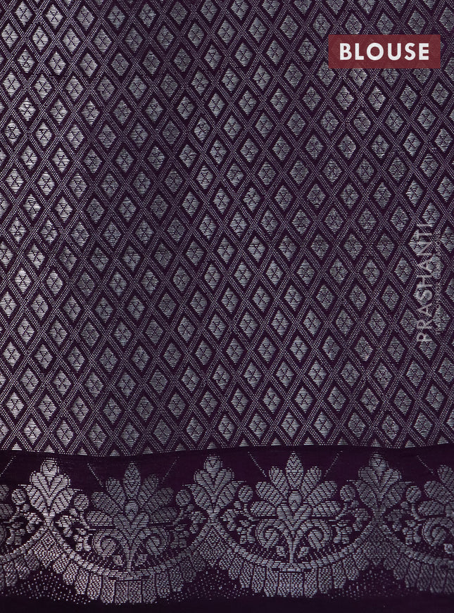 Banarasi poona silk saree teal green with silver zari woven floral buttas and silver zari woven border