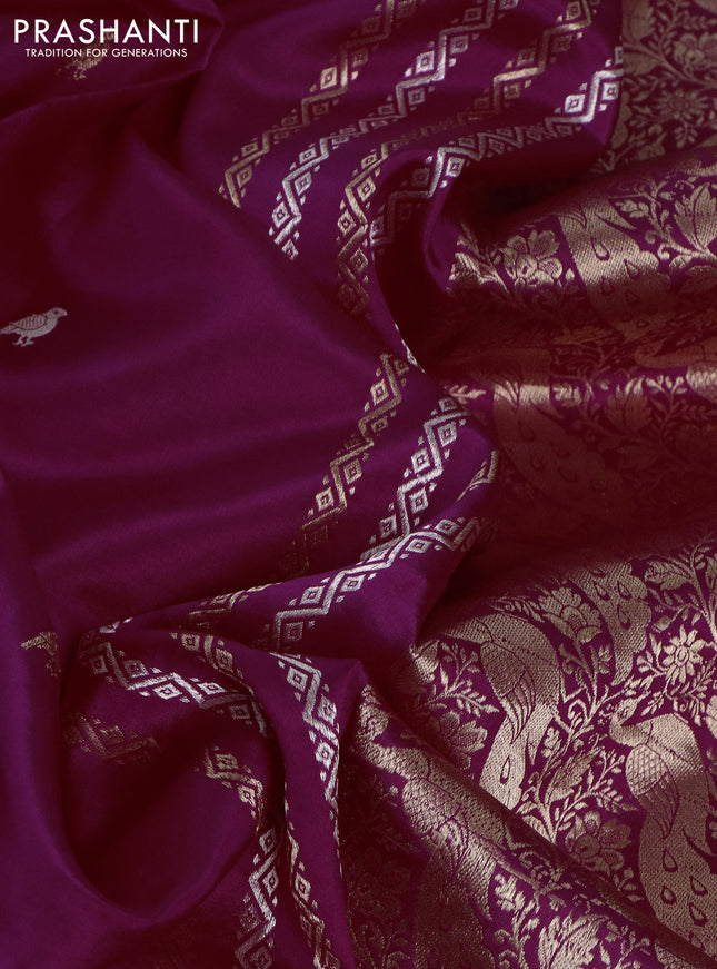 Banarasi poona silk saree pink with zari woven buttas and zari woven butta border