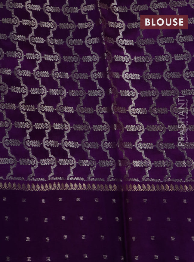Banarasi poona silk saree pink and violet with zari woven buttas and zari woven butta border