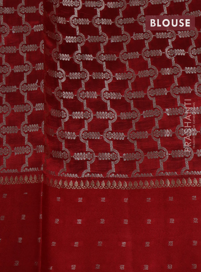 Banarasi poona silk saree green and red with zari woven buttas and zari woven butta border