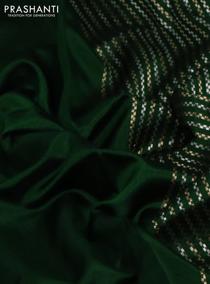 Banarasi poona silk saree green with plain body and zari woven border