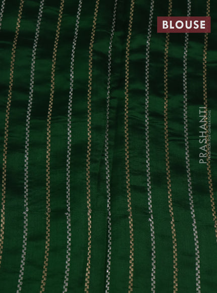 Banarasi poona silk saree green with plain body and zari woven border