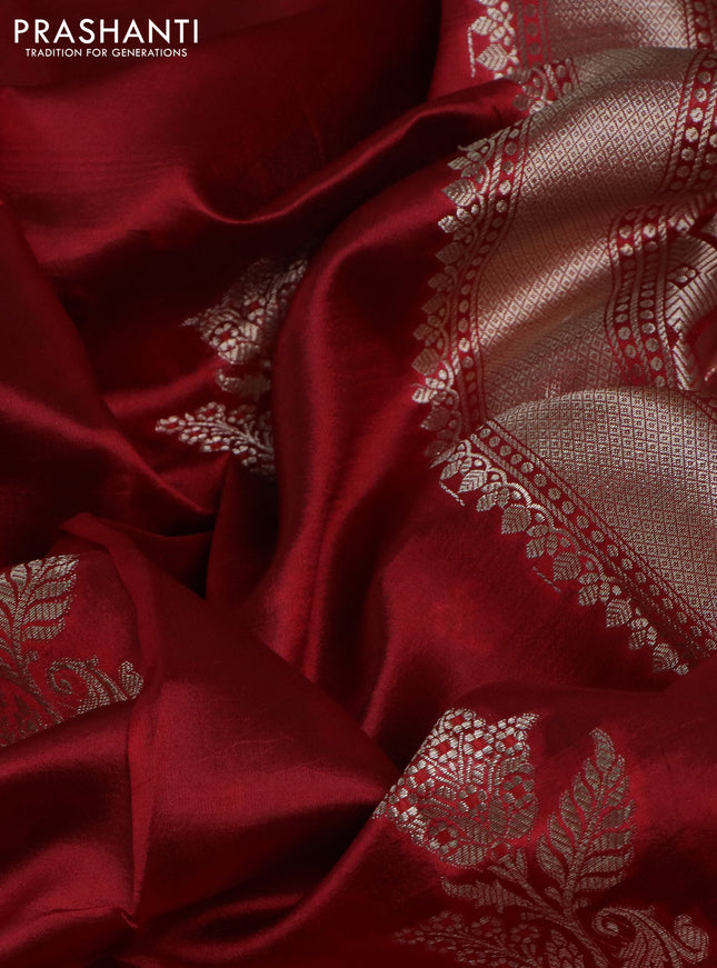 Banarasi poona silk saree red with zari woven buttas and zari woven butta border