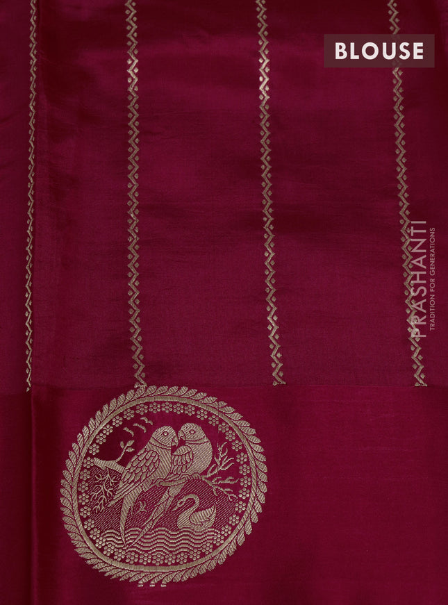 Banarasi poona silk saree pink with silver & gold zari woven buttas and zari woven butta border