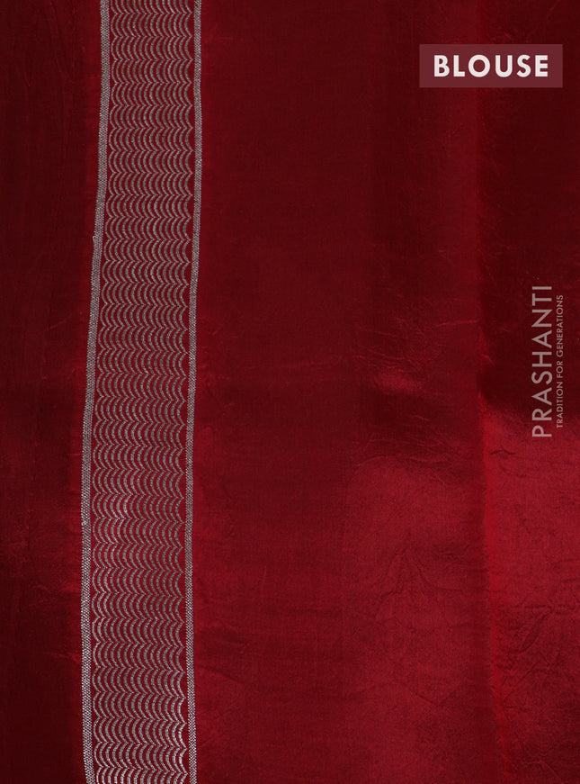 Banarasi poona silk saree green with silver zari woven buttas and zari woven mina border