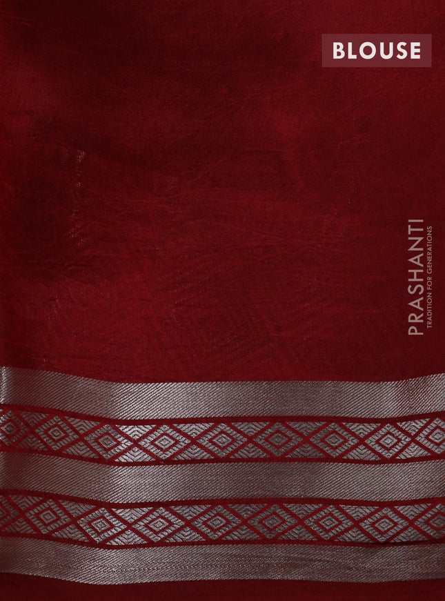 Banarasi poona silk saree cs blue and red with silver zari woven floral buttas and silver zari woven border