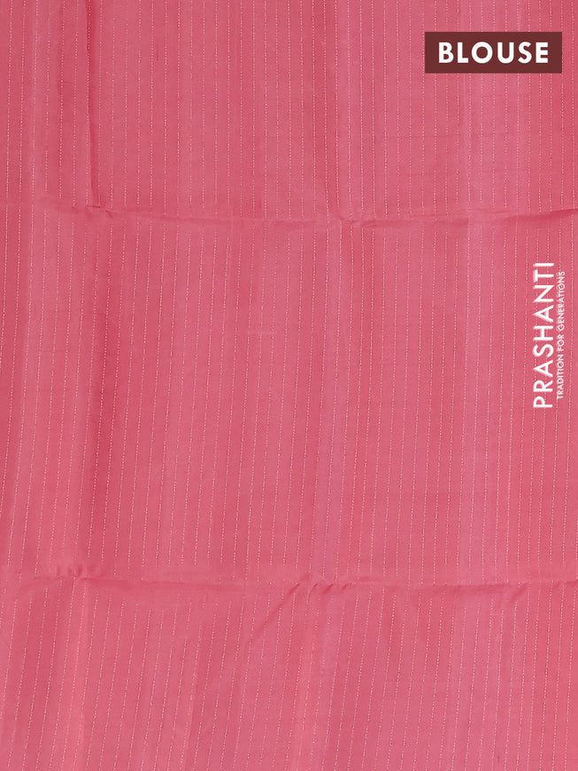 Pure soft silk saree pastel grey and peach shade with allover checks & zari buttas in borderless style