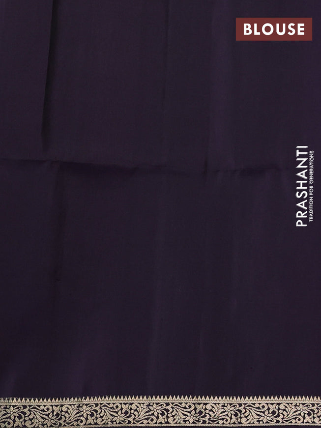 Pure soft silk saree deep purple with zari woven buttas and zari woven floral border