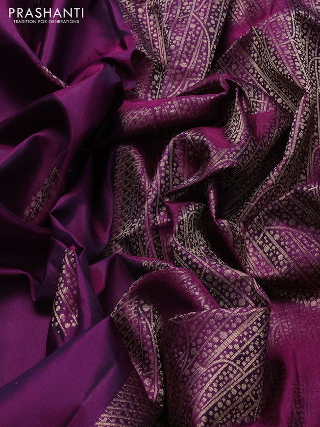 Pure soft silk saree purple with zari woven buttas and zari woven border