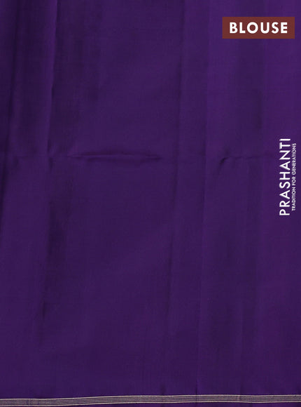 Pure soft silk saree violet with zari woven buttas and small zari woven border
