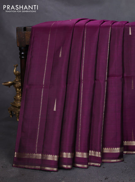 Pure soft silk saree purple with allover zari weaves & buttas and rettapet zari woven border