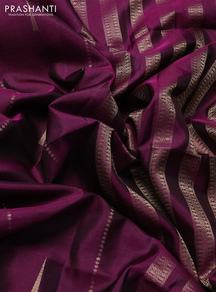 Pure soft silk saree purple with allover zari weaves & buttas and rettapet zari woven border
