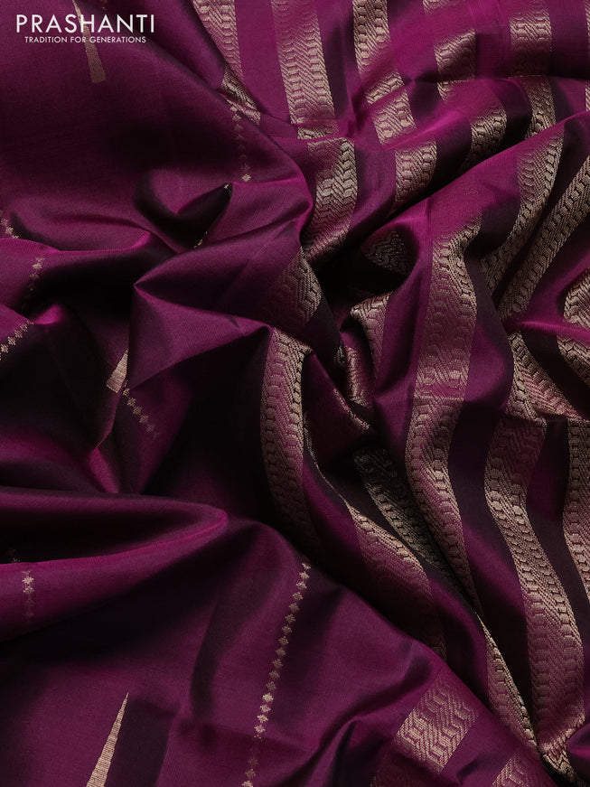 Pure soft silk saree purple with allover zari weaves & buttas and rettapet zari woven border