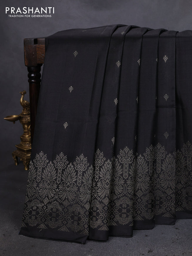 Pure soft silk saree black with zari woven buttas and zari woven border