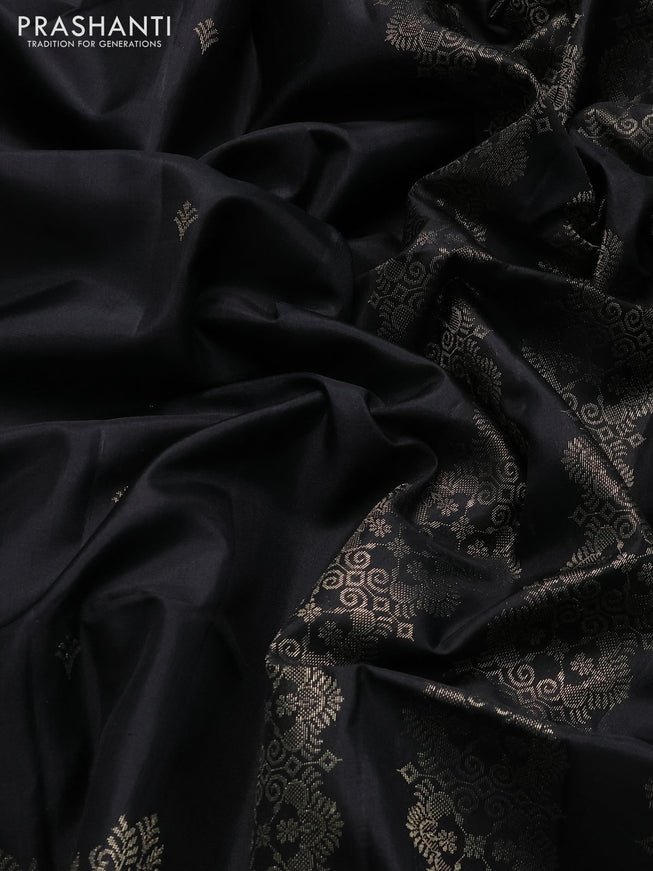 Pure soft silk saree black with zari woven buttas and zari woven border