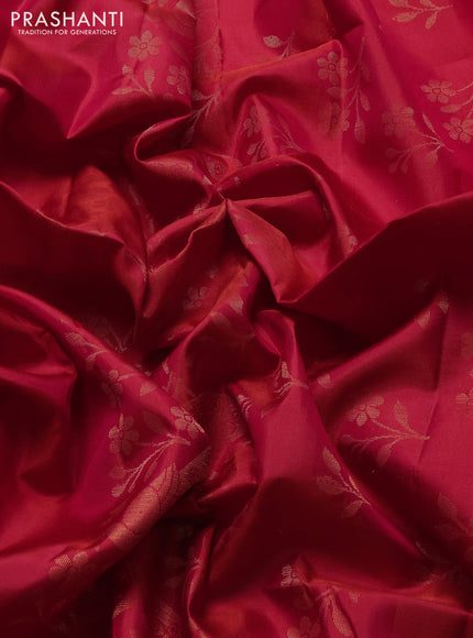 Pure soft silk saree dual shade of pinkish orange with parrot zari woven buttas and small zari woven border