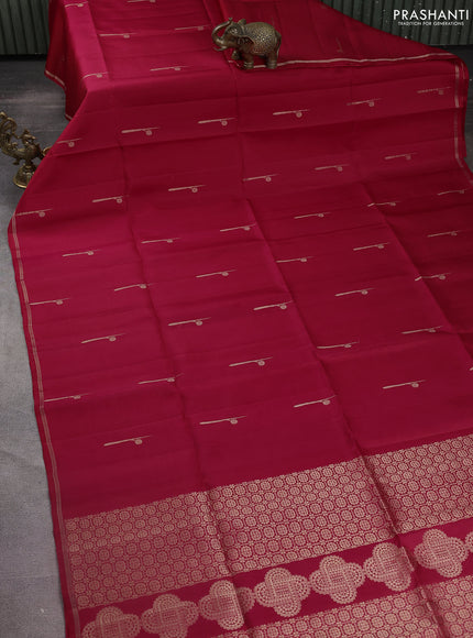 Pure soft silk saree reddish pink with zari woven buttas and small zari woven border