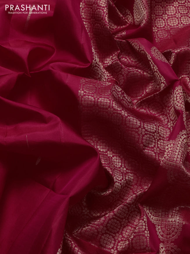Pure soft silk saree reddish pink with zari woven buttas and small zari woven border