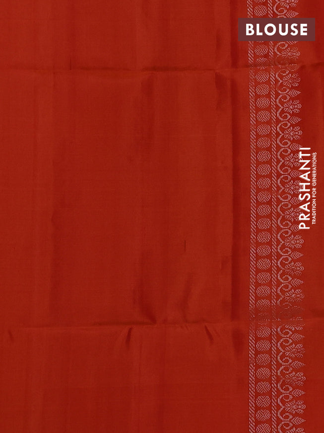 Pure soft silk saree pink and orange with allover zari checks & zari buttas and long silver zari woven butta border