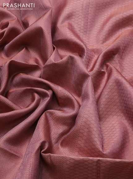 Pure soft silk saree pastel peach with allover thread & zari woven brocade weaves and woven border