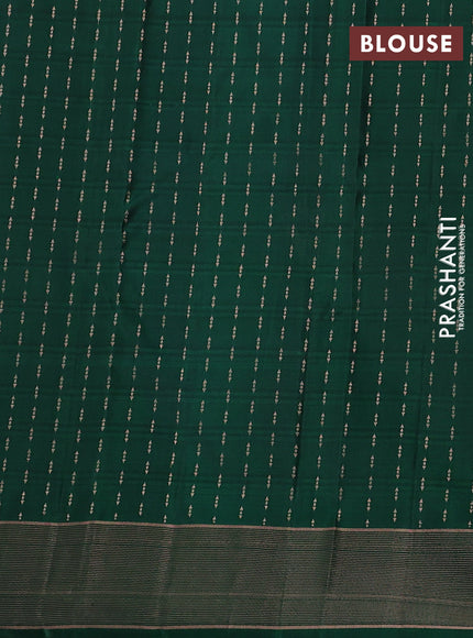 Pure soft silk saree grey and green with copper zari woven buttas and copper zari woven border