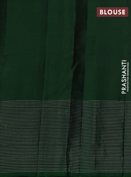 Pure soft silk saree yellow and dark green with allover checks & zari buttas and silver zari woven border