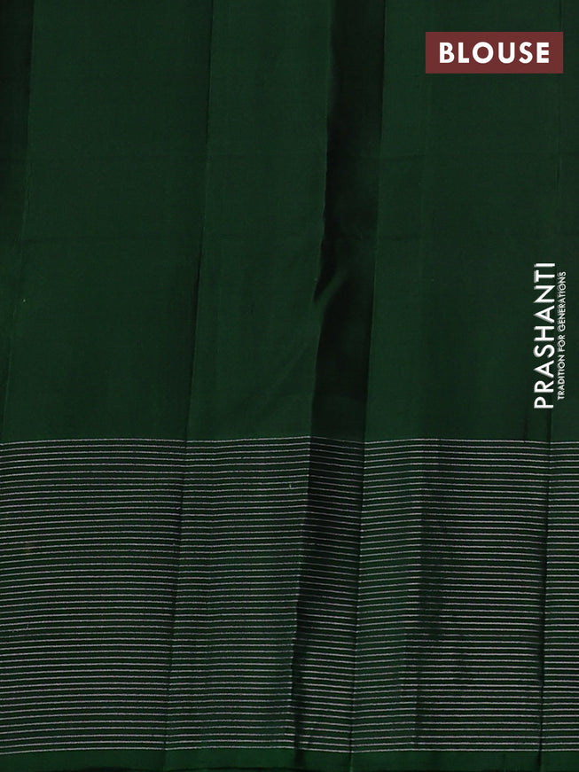 Pure soft silk saree yellow and dark green with allover checks & zari buttas and silver zari woven border