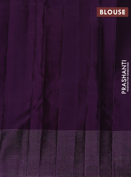 Pure soft silk saree magenta pink and purple with allover checks & zari buttas and silver zari woven border