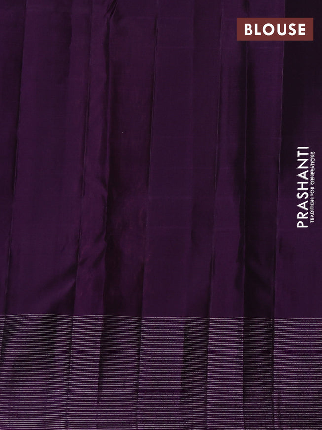 Pure soft silk saree magenta pink and purple with allover checks & zari buttas and silver zari woven border