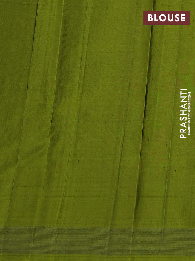 Pure soft silk saree teal green and light green with allover silver zari strip pattern and silver zari woven border